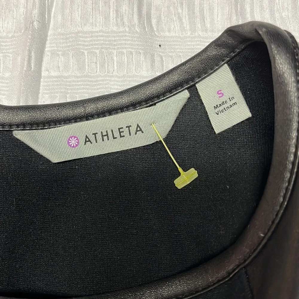 Athleta dress in black. Leather look detail. Like edgy? - Picture 5 of 7